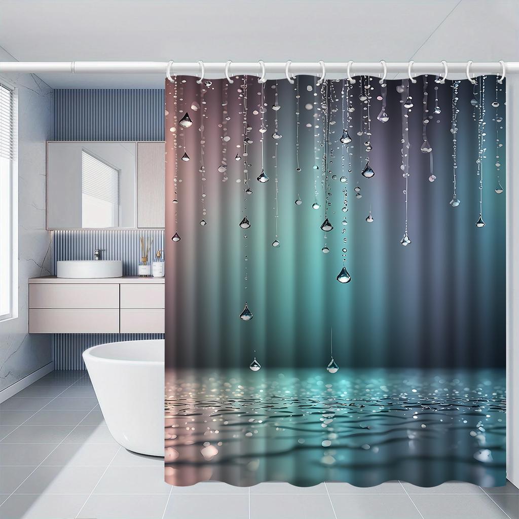 Douchegordijn Met Waterdruppels Ontwerp Waterdicht Badscherm Huisdecoratie 3D Printen Elegante Badkameraccessoires
