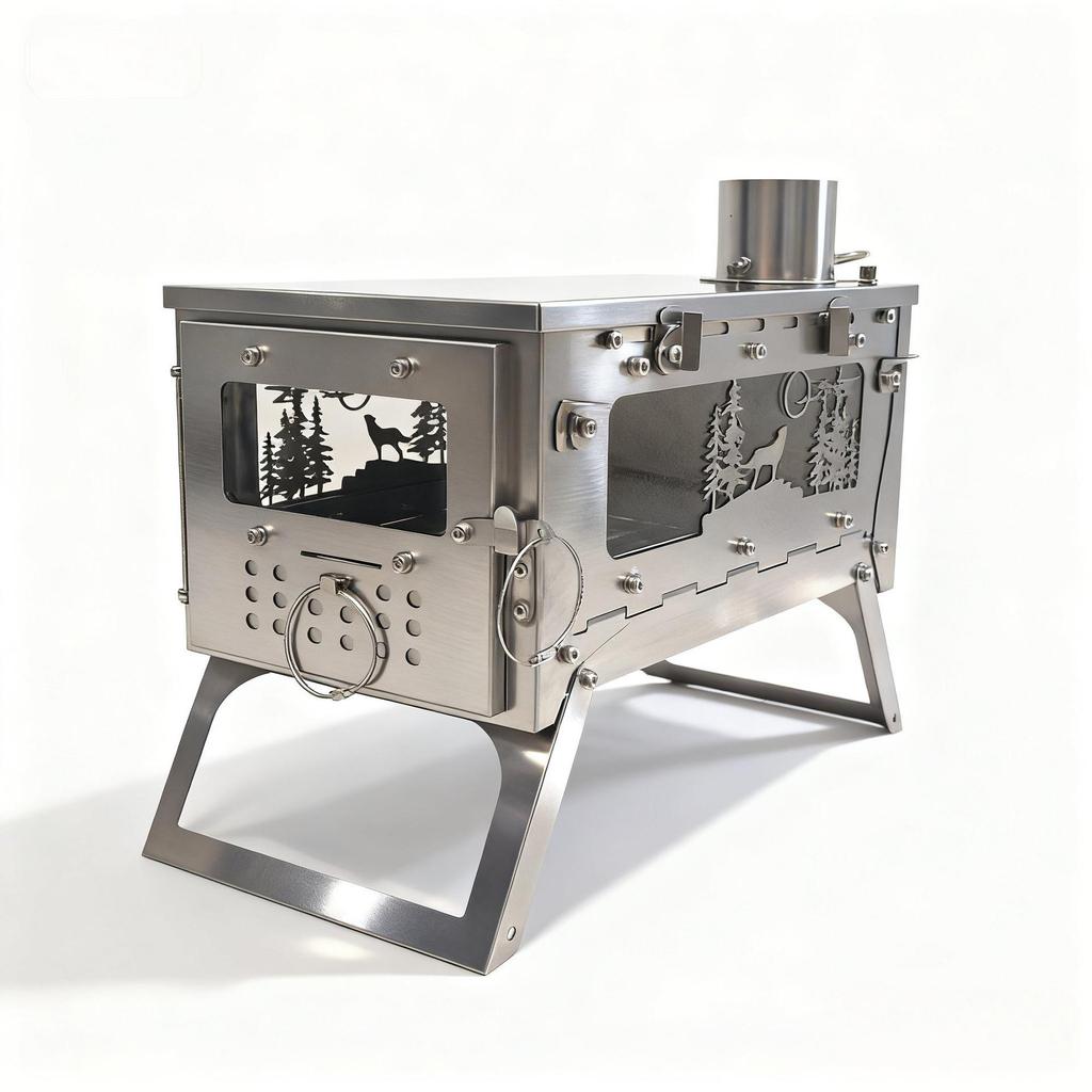 Portable Outdoor Folding Titanium Wood Tent Stove for Camping