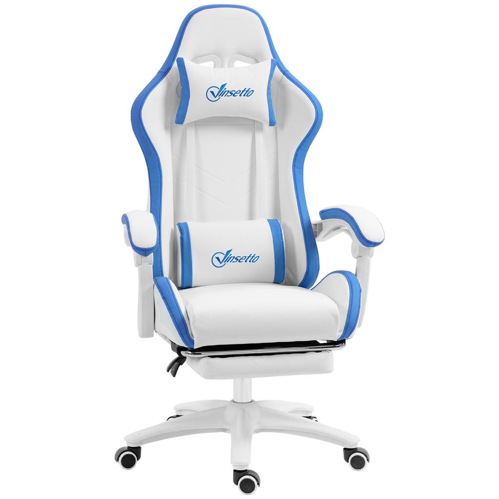 Computer Gaming Chair, PU Leather Office Desk Chair with Footrest, Swivel Wheels, 135 degrees Reclining Back, Lumbar Support, Headrest for Home