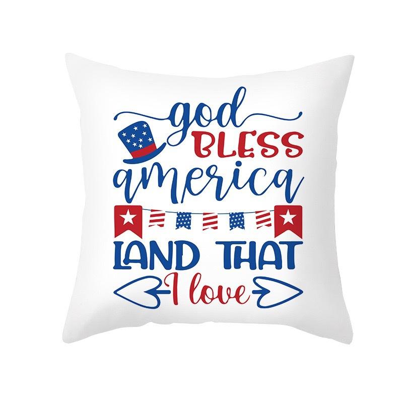 New American Independence Day Pillowcase, Simple Peach Skin Velvet Printed Cushion Cover, Sofa Pillow Cover