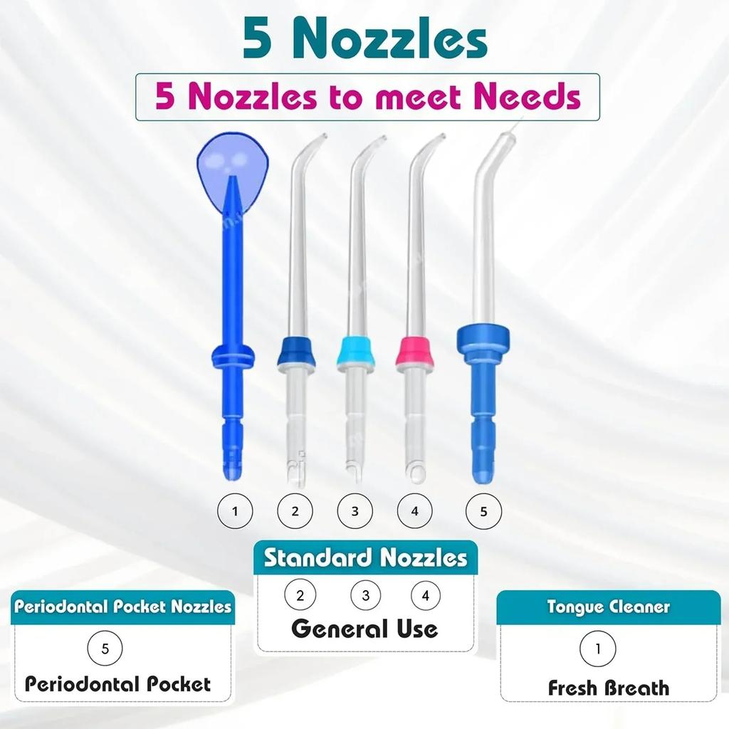 Electric Oral Irrigator Dental Water Jet Flosser 800ml Water Pick 5pcs Tips Teeth Clean Oral Hygiene Care