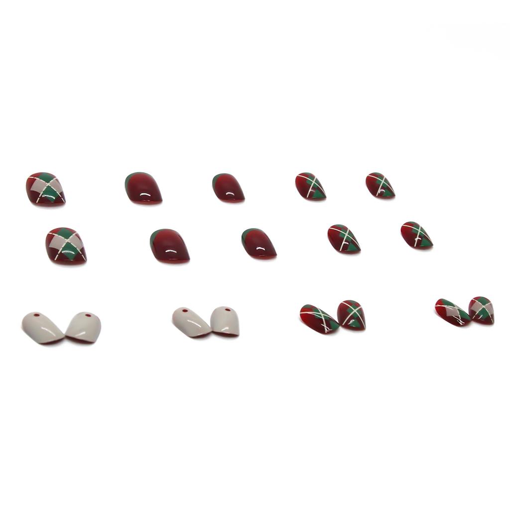 Unghii artificiale Manichiura de Crăciun și Anul Nou Autocolante pentru unghii detașabile cu diamant roșu