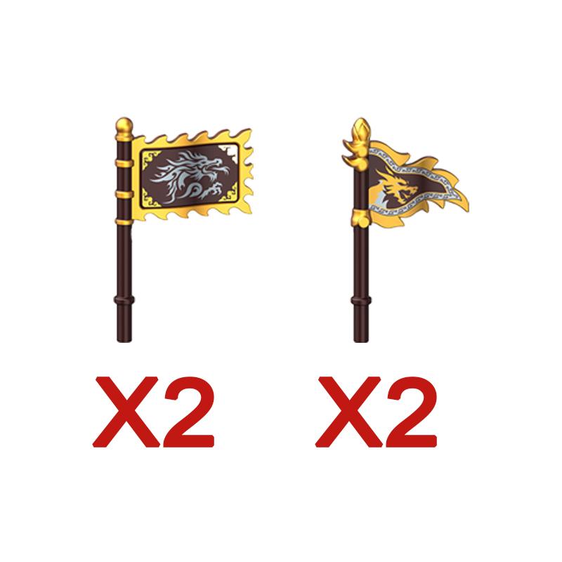 Medieval Military Building Blocks Soldier Figures Black Eagle Knight Weapons Accessories Bow Knife Shield Flag Bricks Toy K047