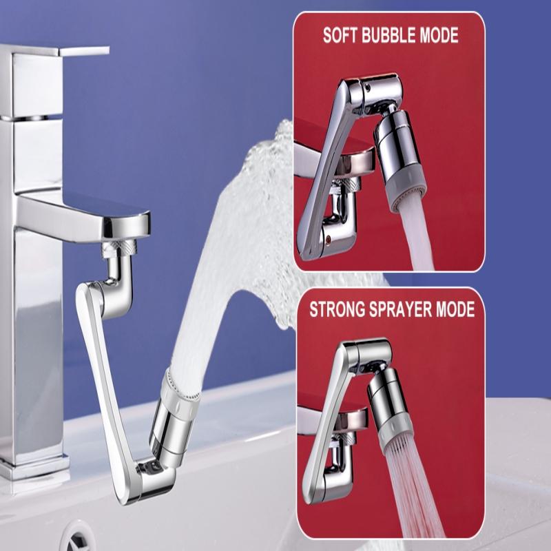 Universal-Wasserhahnverlängerung aus Kupfermetall mit 1080 ° Drehung und Dual-Mode-Sprühkopf, Bubbler-Spritzbelüfter für Küchenroboter-Armhahn
