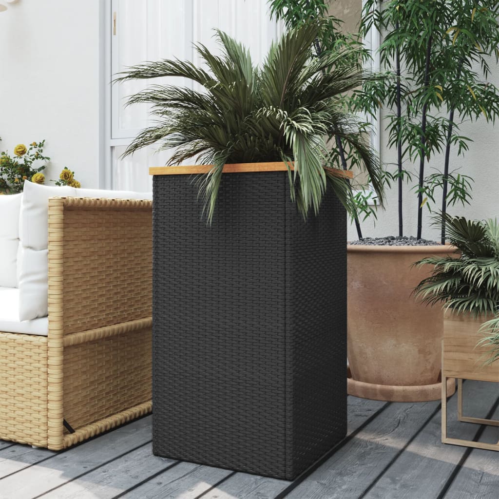 Vidaxl Donica, Czarna, 40X40X80 Cm, Polirattan