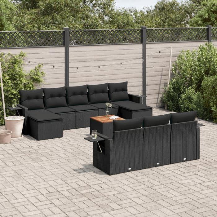 VidaXL Garden Lounge Set with Cushions 11 Pcs, Patio Sofas, Patio Furniture Set, Outdoor Furniture, Black 3224781