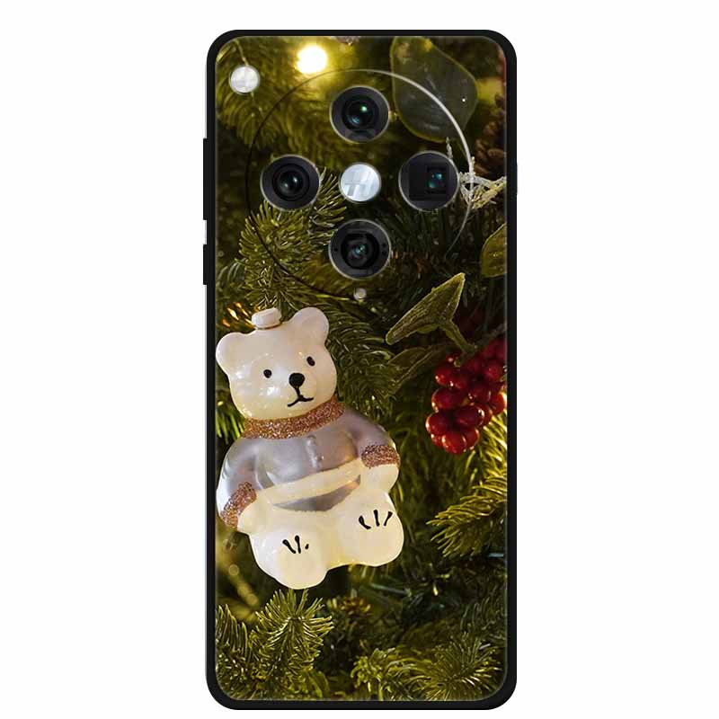 Christmas Cover For Oppo Find X8 Pro 5G 6.78"Black Silicone Cases TPU Santa Claus Christmas Tree Back Cover For Oppo Find X8 5G
