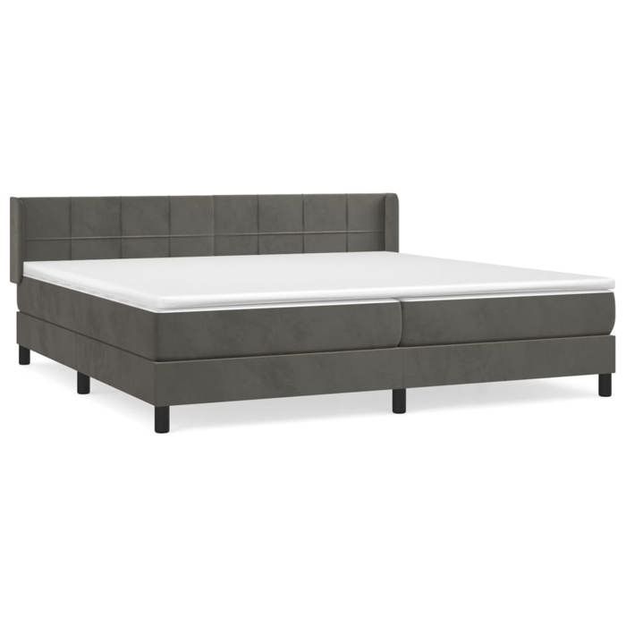 3130980 vidaXL Divan Bed and Mattress Dark Grey 200x200cm Velvet