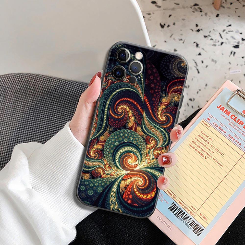 Retro Bohemian European Color Pattern Phone Case for iPhone 14 15 Pro 7 8 Plus SE 2022 11 12 13 Pro Xs Max Mini Cases Soft Cover