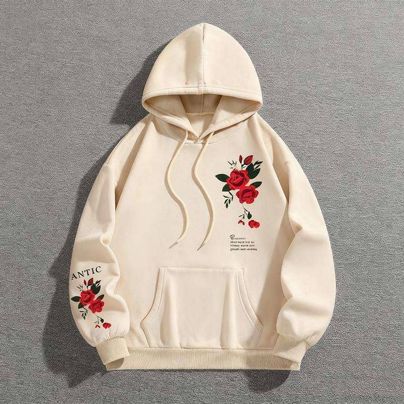 

Женский весенне-осенний повседневный худи с капюшоном, длинным рукавом, большим карманом, с цветочным принтом, пуловер, толстовка, топ S