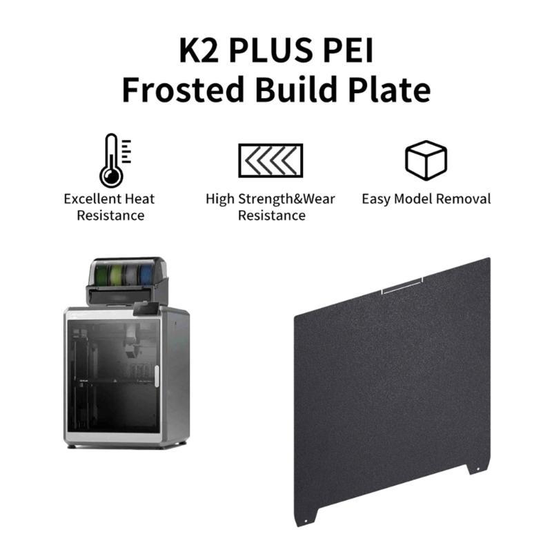 Flexible PEI Steel Sheet Build Plate 370x370mm for K2 Plus Printer Easy Print Removal and High Adhesion In 3D Printing