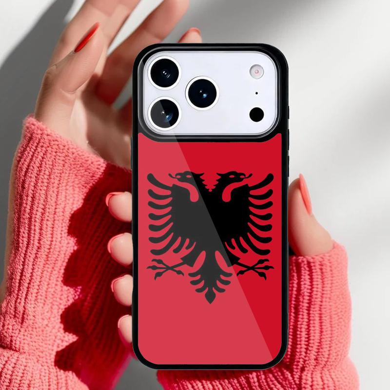 Albanian Flag Eagle Banner Phone Case for iPhone 17 16 15 14 13 Pro Max Back Cover for 12 11 Pro Coque