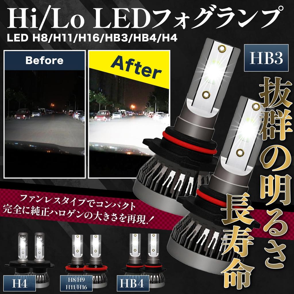Meliore 9005 HB3 LED Fog Lamp, Explosive Headlight, Fog Bulb, Vehicle Inspection Compatible, , 6000K, 16000lm, White, White