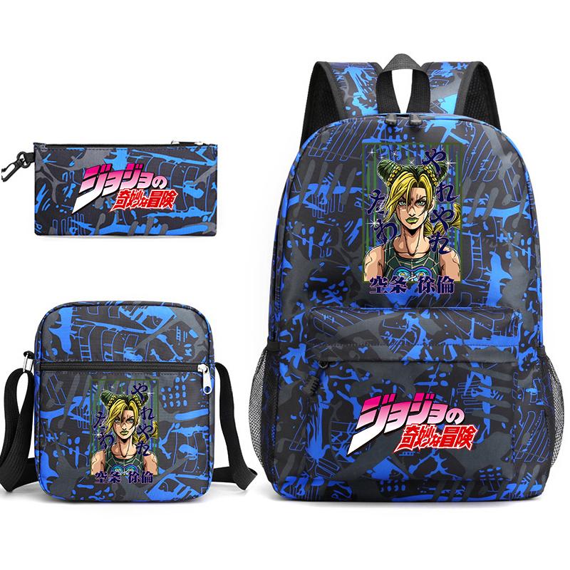JoJo's Bizarre Adventure Print Schoolrugzak Set met Schoudertas Etui voor Jongens Meisjes Lichtgewicht Student Boekentas