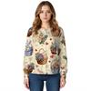 Damen Lässig Langärmlig Einreihig Bedruckt Schutzkleidung Cardigan Top