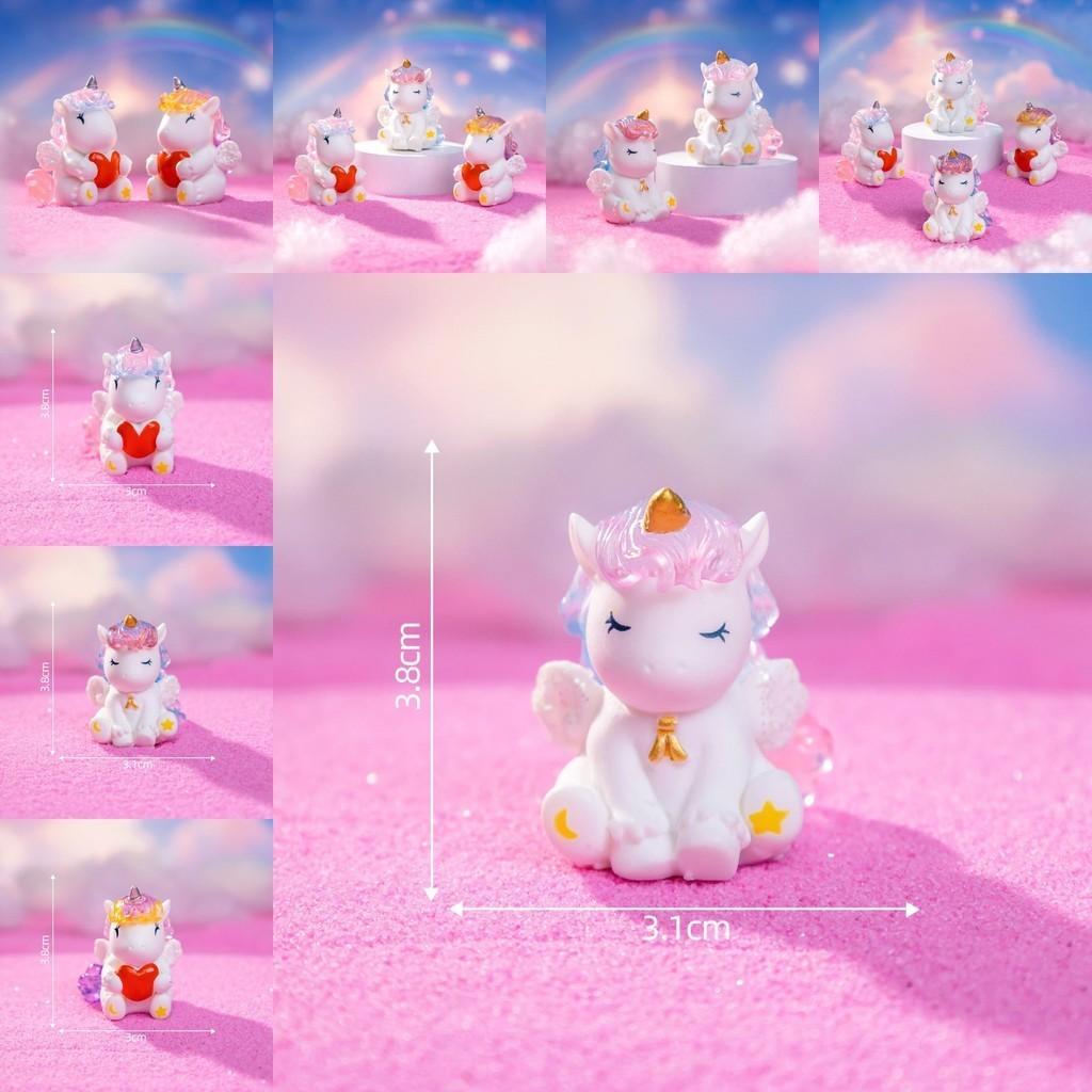 Whimsical Miniature Resin Unicorn Figures For Car Dashboard And Home Decor Blue Red Yellow Pink