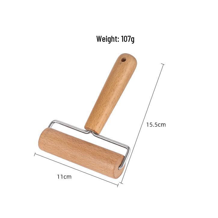Beech Wood Double-Handled Rolling Pin for Baking and Dumpling Dough