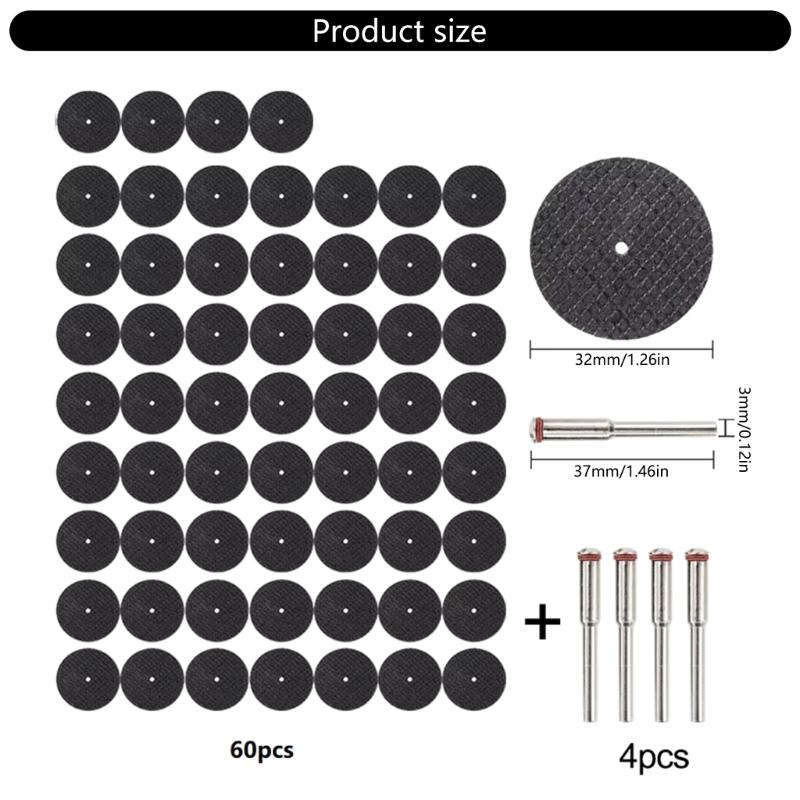 64pcs Fiberglass Reinforced Cutting Wheel High Durability Mini Metal Cutting Discs set for Rotary Tool Accessories