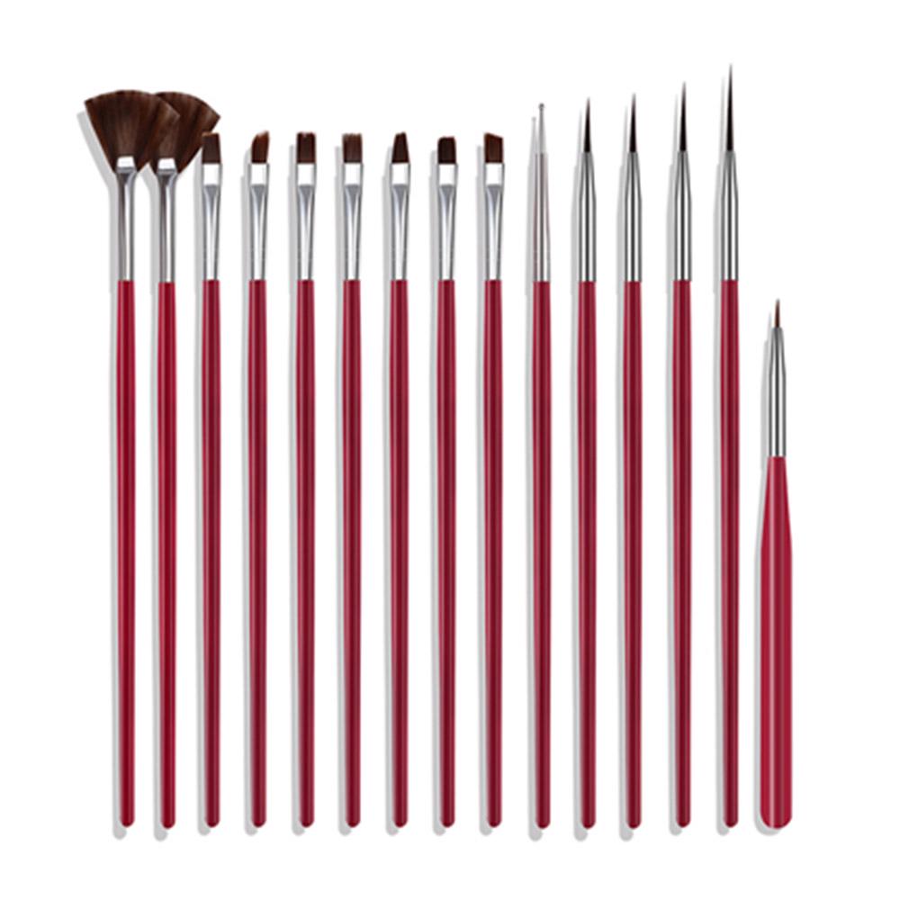 

15 шт. набор кистей для ногтей Советы по искусству ногтей УФ-гель кисточка для наращивания ногтей для дизайна ногтей розы красного