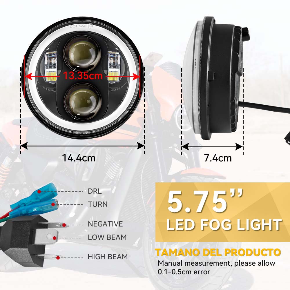 Universal 6.5" Round Head Light for Harley Sportster Cafe Racer Honda Yamaha Suzuki Custom 5.75 Inch Motorcycle Led Headlight