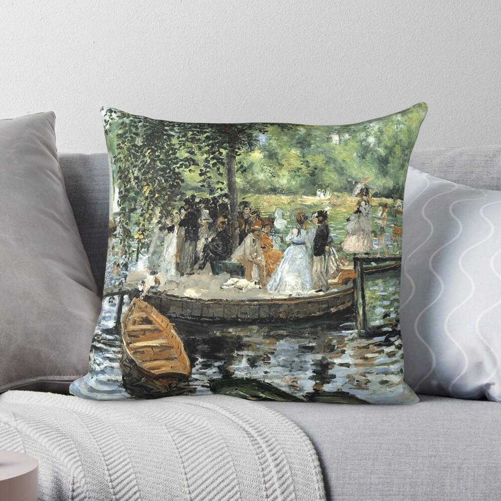 PierreAuguste Renoir La Grenouillere Kissenbezug Polyester Leinen Samt Kreativer Dekorativer Wurfkissenbezug Heimkissenbezug