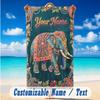 Elephant Theme Beach Towel Personalized Custom Name & Text Soft Quick Dry Beach Towel for Swimming Travel