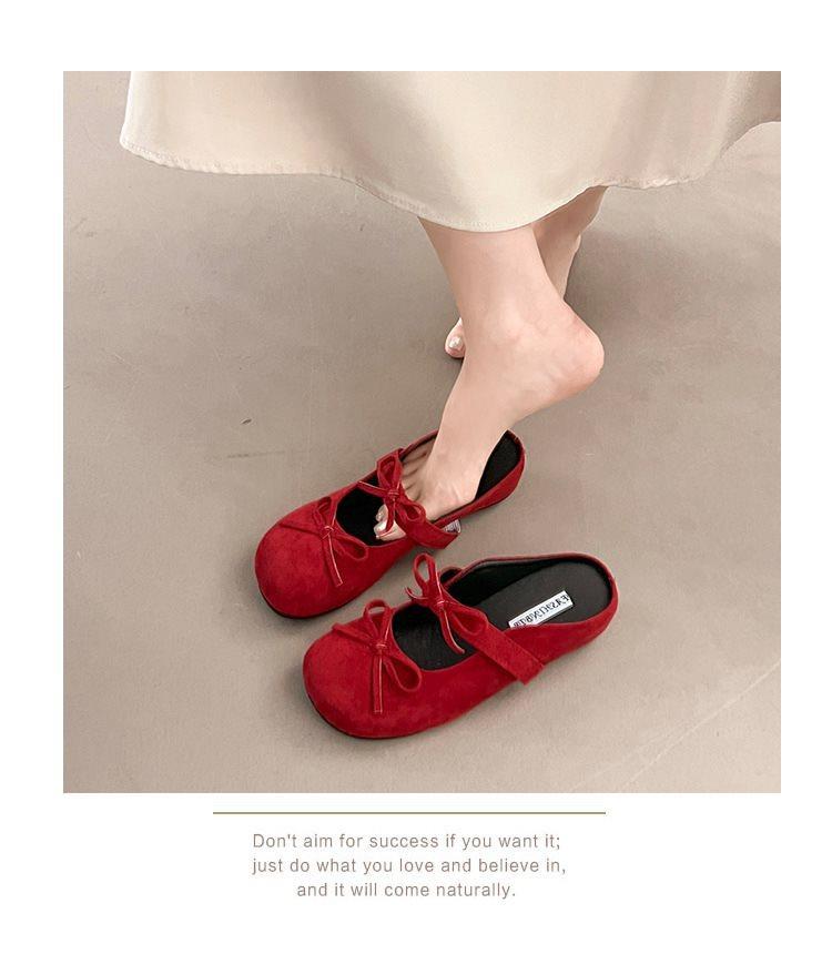 

Lazy One-Pedal Inner Height Increase Bow Bag Retro Head Semi-Cool Slippers Slippers Women S Summer Wear 35 красный