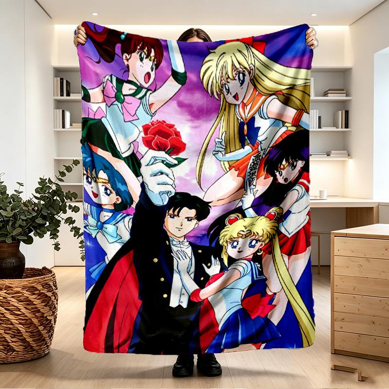 Sailor Moon Print Blanket - Soft & Comfortable, for Bedroom, Travel, Sofa, Home Decoration - Birthday Christmas Gift for Friend