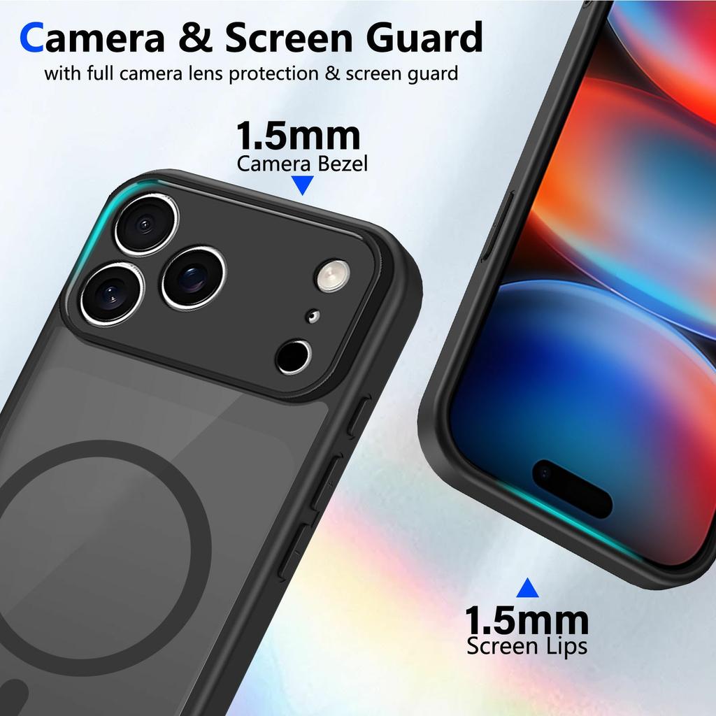 For iPhone 17 Pro Magnetic Case Skin Touch Matte Translucent PC + TPU Anti-Drop Phone Cover