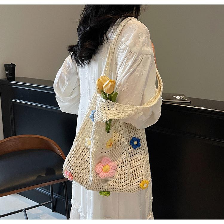 Nischendesign gewebte Tasche Damen neue kleine Blume Westentasche gestrickte Umhängetasche vielseitige Handtasche