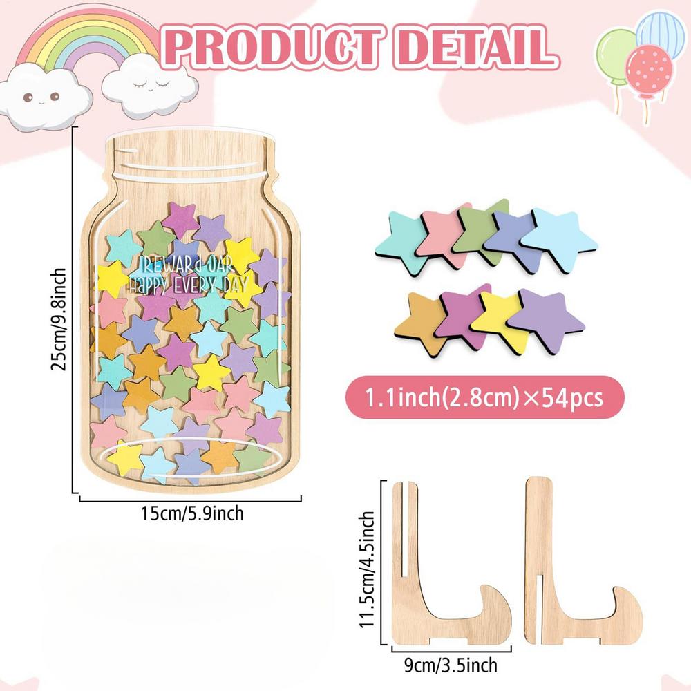 Star Reward Jar Star Behavior Incentive Jar Positive for Kids Boys Girls Students Training Management Home School Bedtime Chore