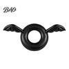 Summer Beach Float Ring Inflatable Pool Float, Creative Bat Wings Decor, Black Thickened PVC Swim for Party Halloween Calm Water Tube