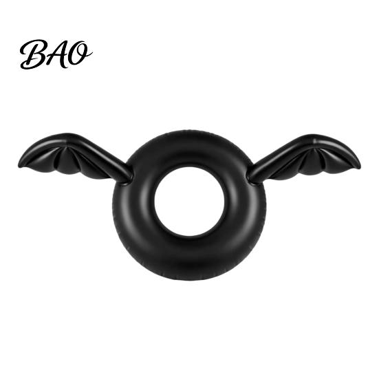 Summer Beach Float Ring Inflatable Pool Float, Creative Bat Wings Decor, Black Thickened PVC Swim for Party Halloween Calm Water Tube