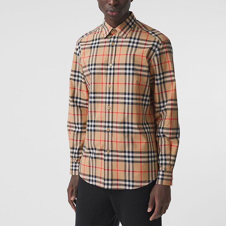 Burberry Men's Point Collar Check Long Sleeve Shirt 80208631
