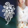 Elegant Diamond and Pearl Flower Brooch Lapel Pin