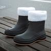Outdoor rain shoes fashionable adult waterproof shoes warm short rain boots women's velvet thick-soled non-slip versatile rubber shoes
