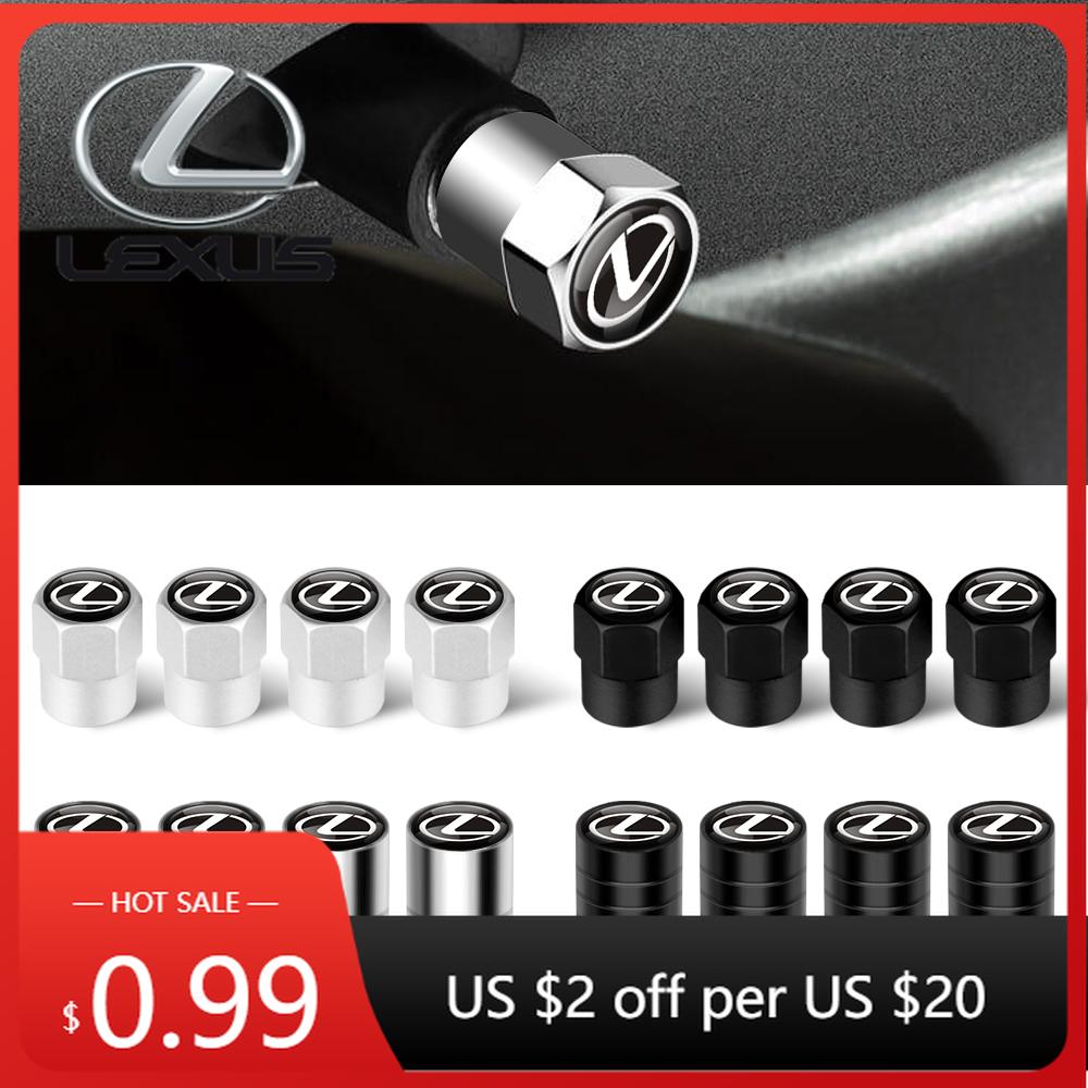 vdzn9 Interior Stickers 4Pcs Car Tire Valve Caps Emblem Stem Cover Accessories For Lexus LS LC IS350 ES300h ES300 IS250 IS220d NX350h