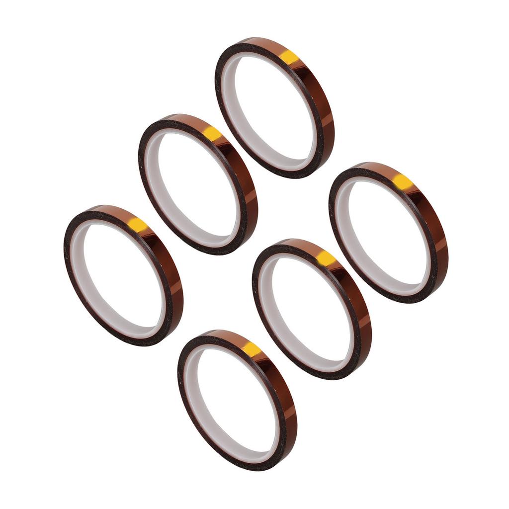 6pcs Heat Resistant Tape Residue Free Polyimide Sublimation Thermal Tape for DIY T Shirt Mug Electronics Crafts 0.6cm