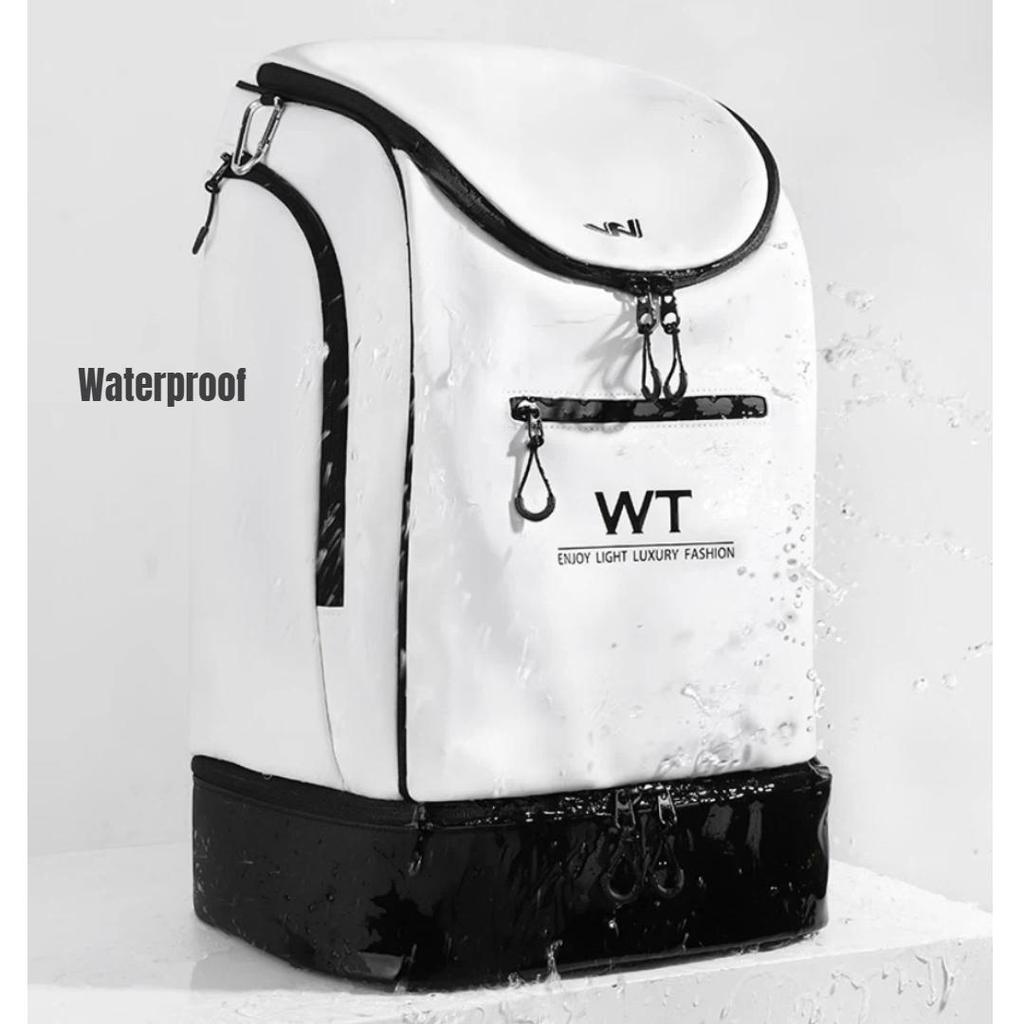 WATERTIME Swimming Bag with Dry And Wet Separation, Diving And Snorkeling Backpack, Beach Storage Bag, White
