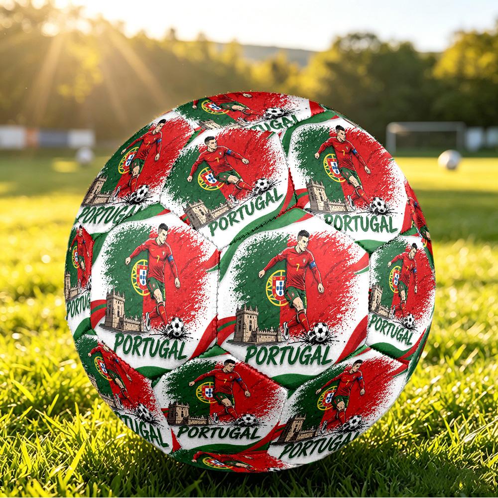 Portugal Football Printed Size 5 Soccer Ball Wear Resistant Standard Adult Training Football Fan Gift for Indoor Outdoor Match Sports