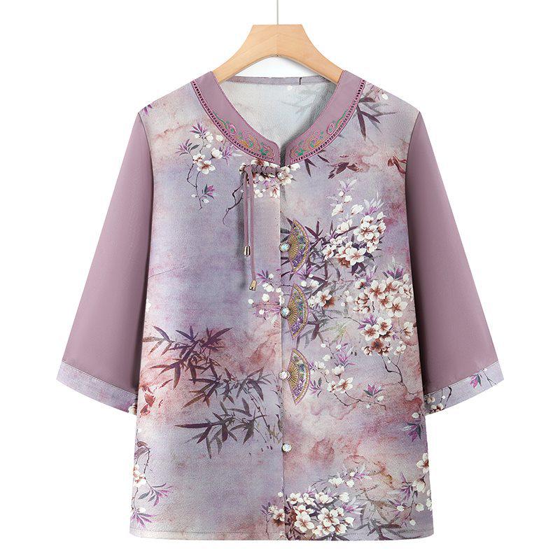

New Summer Thin Style Chinese-Inspired Two-Piece Set for Middle-Aged and Elderly Women 4XL (Recommended 130-145 jin)