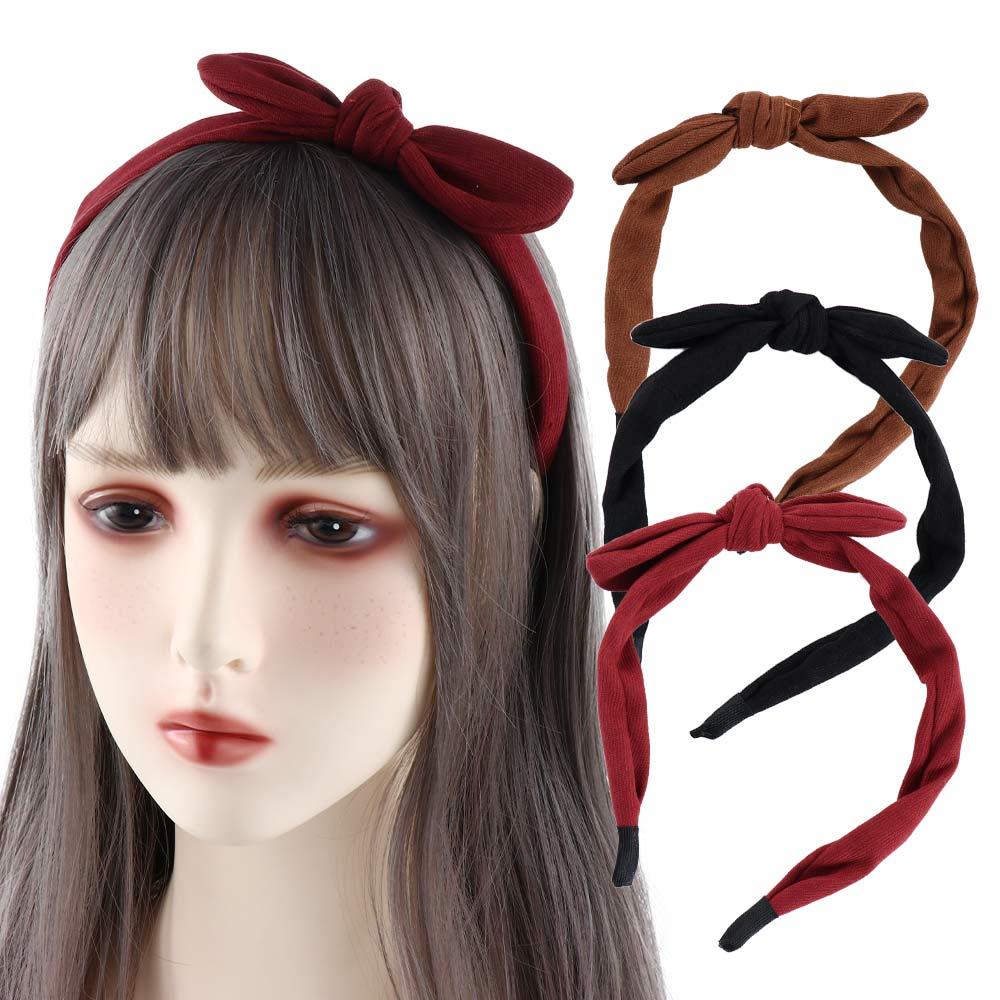 Velvet Bow Headwear Wine Red Refreshing Bow Hair Hoop Korean Headbands Head Hoop Bow Hair Band