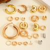 Earrings women's 2026 simple ins exaggerated earrings set jewelry retro high-end personality round ring ear buckle