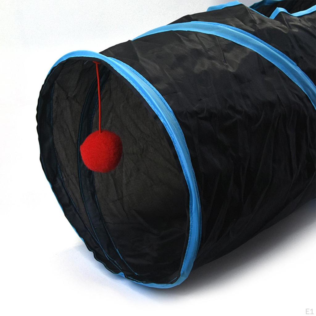 Cat Tunnel Pet Crawl Tube Portable Tunnels with Toy Ball Crinkle Playing Tent Cats Interactive