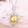 Huayou Meiao White Tea Gold Pearl Zircon S925 Silver Needle Ring Necklace Set Light Luxury Premium