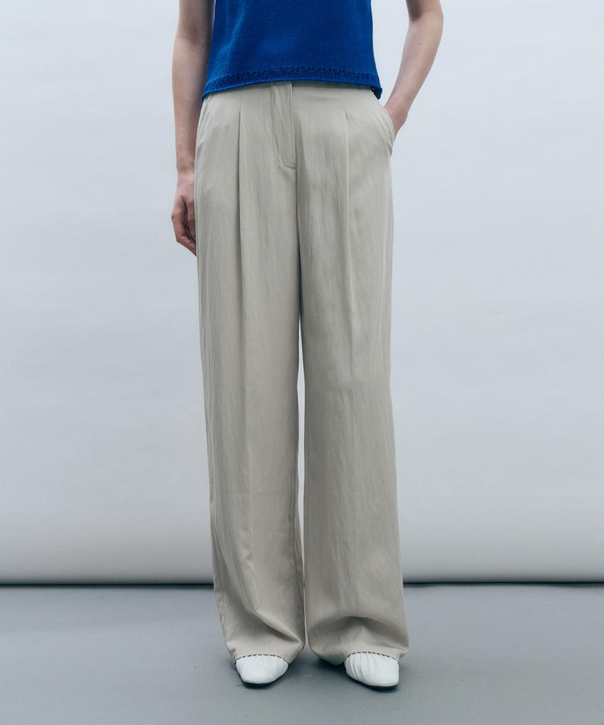 MONGDOL Nylon One-Tuck Wide Slacks Beige Mdpt025Nybeige
