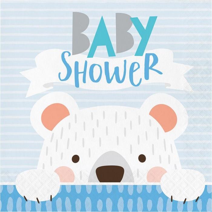 Creative Party Paper Polar Bear Baby Shower Napkins (Pack of 16)