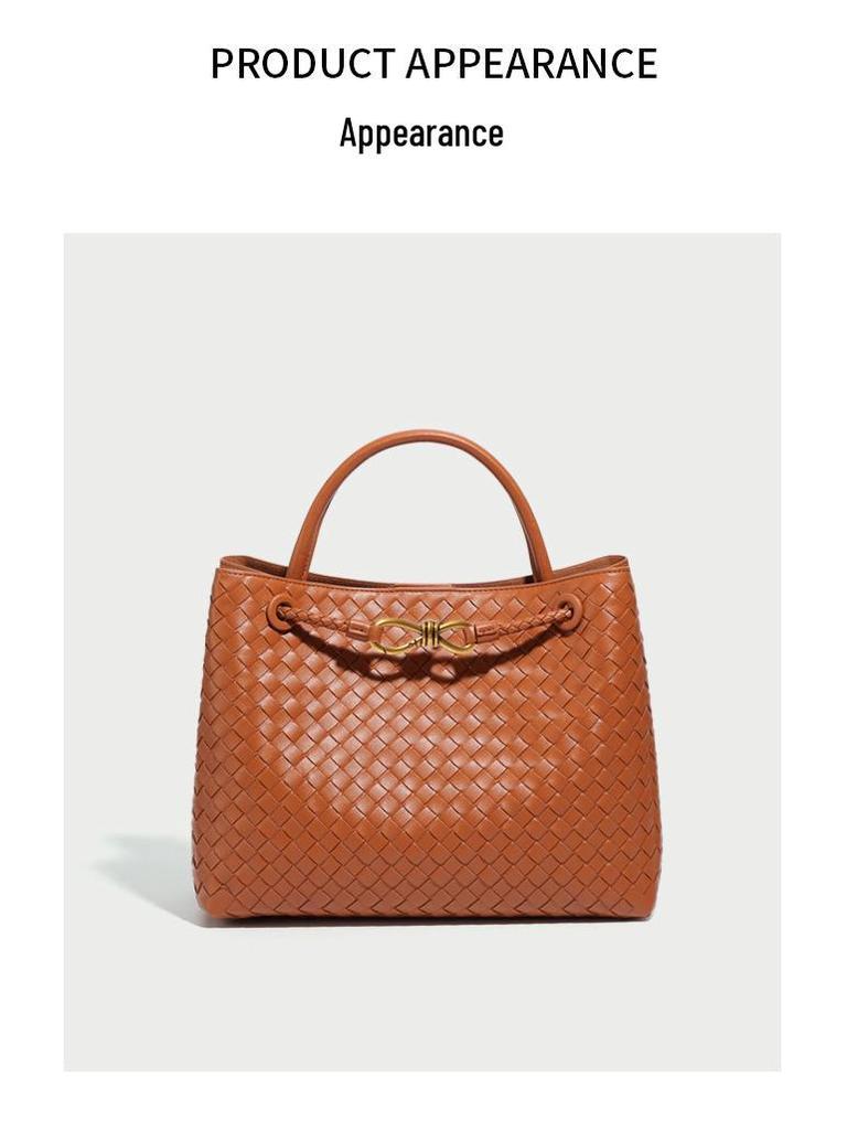 Vintage Woven Tote with Metal Buckle - Versatile Shoulder and Crossbody Bag