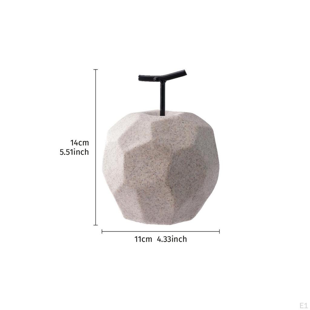 Faceted Tabletop Figurine StoneLike Geometric Black Stem Detail FruitShaped Ornament for