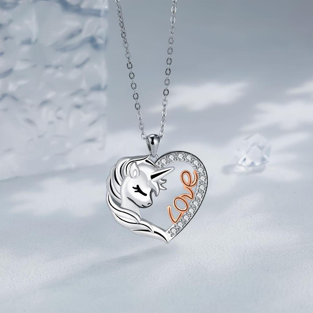 Mode Damen Liebeskette Einhornkette Exquisite Anhängerkette Schmuck Urlaubsgeschenk